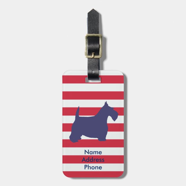 Scottish Terrier Personalise Luggage Tag (Front Vertical)