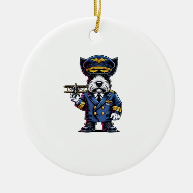 Scottish Terrier Pilot Ceramic Ornament (Front)