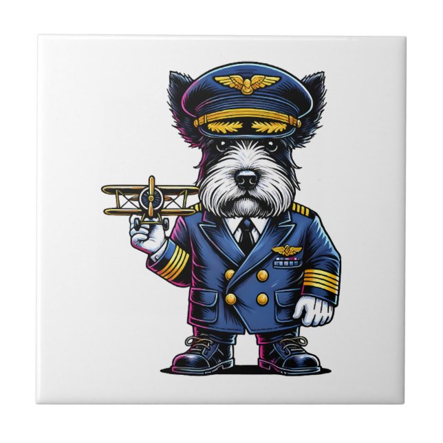 Scottish Terrier Pilot Ceramic Tile (Front)