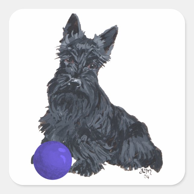 Scottish Terrier Play with Me! Square Sticker (Front)
