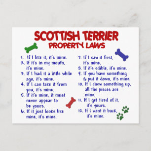 SCOTTISH TERRIER Property Laws 2 Postcard