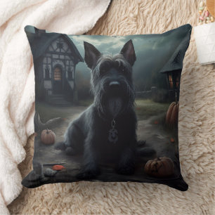 Scottish Terrier Pumpkins Halloween Scary Cushion