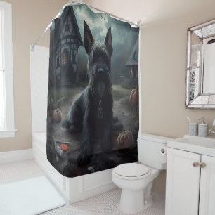 Scottish Terrier Pumpkins Halloween Scary Shower Curtain