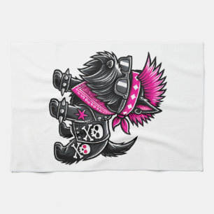 Scottish Terrier Punk Music Tea Towel