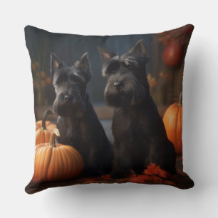 Scottish Terrier Puppy Autumn Delight Pumpkin Cushion