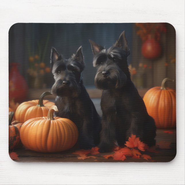 Scottish Terrier Puppy Autumn Delight Pumpkin Mouse Pad (Front)