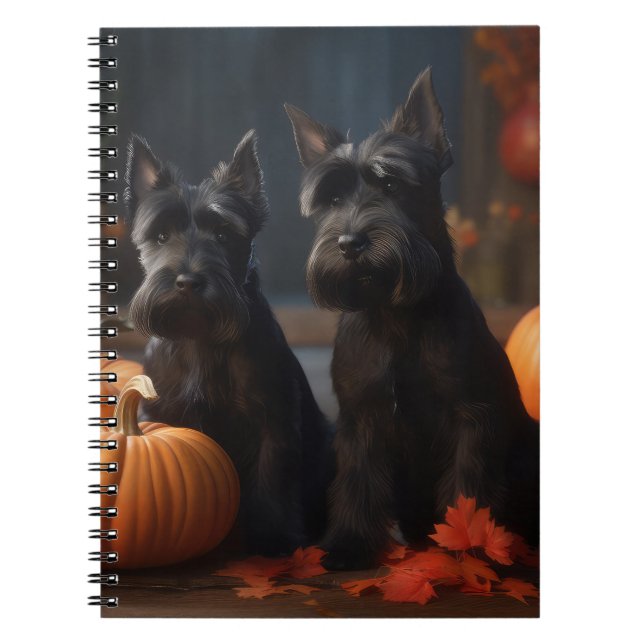 Scottish Terrier Puppy Autumn Delight Pumpkin Notebook (Front)