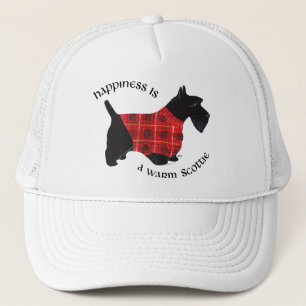 Scottish Terrier Red & Black Plaid Sweater Trucker Hat