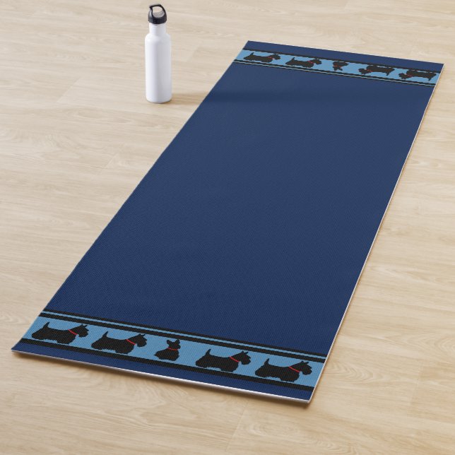 Scottish Terrier/red collar/blue border Yoga Mat (In Situ)