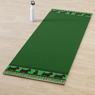 Scottish Terrier/red collar/green plaid, border Yoga Mat