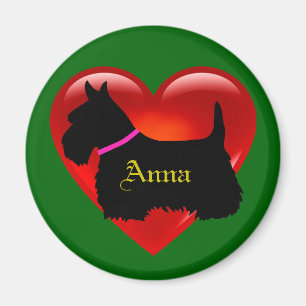 Scottish Terrier red heart/love Island green pink Magnet