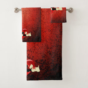 Scottish Terrier/red heart/red bow/granite red Bath Towel Set