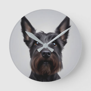 Scottish Terrier Round Clock