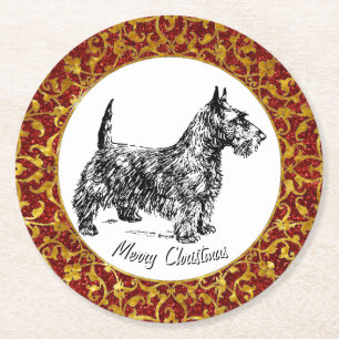 Scottish Terrier Round Paper Coaster