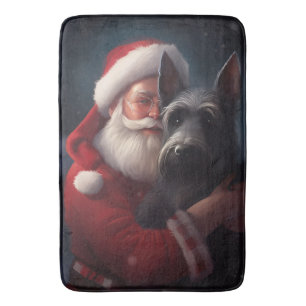 Scottish Terrier Santa Claus Festive Christmas Bath Mat