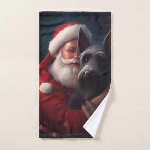 Scottish Terrier Santa Claus Festive Christmas Bath Towel Set