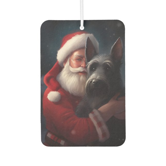Scottish Terrier Santa Claus Festive Christmas Car Air Freshener (Front)