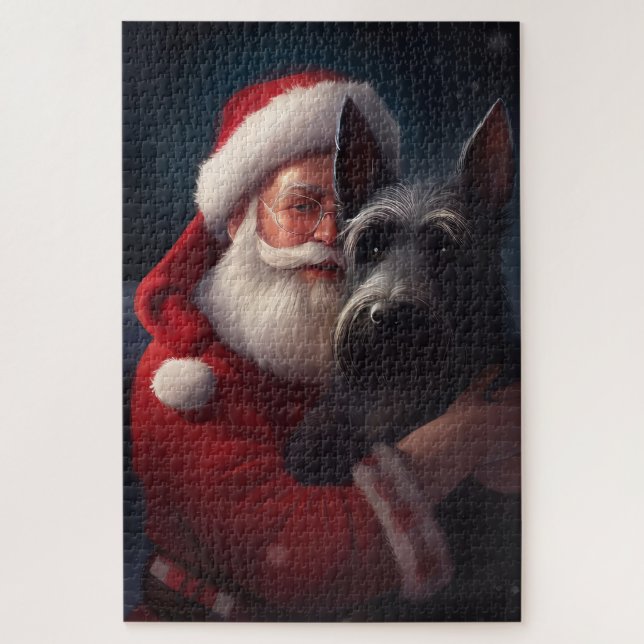 Scottish Terrier Santa Claus Festive Christmas Jigsaw Puzzle (Vertical)