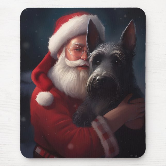 Scottish Terrier Santa Claus Festive Christmas Mouse Pad (Front)