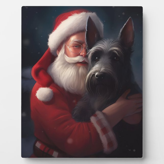Scottish Terrier Santa Claus Festive Christmas Plaque (Front)