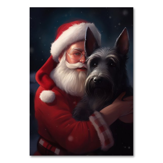 Scottish Terrier Santa Claus Festive Christmas Table Number (Front)