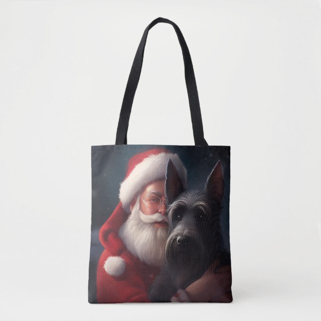 Scottish Terrier Santa Claus Festive Christmas Tote Bag (Front)