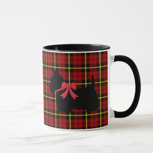 Scottish Terrier, Scotland dog, Brick red plaid Mug (Right)