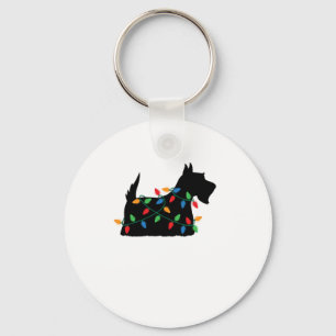 Scottish Terrier Scottie Dog Christmas Lights Gift Key Ring
