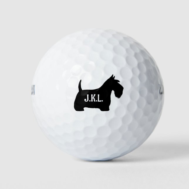 Scottish Terrier Scottie Dog Custom Initials Golf Balls (Front)