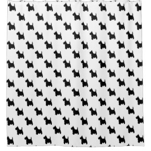 Scottish Terrier Scottie Dog in Black and White Shower Curtain