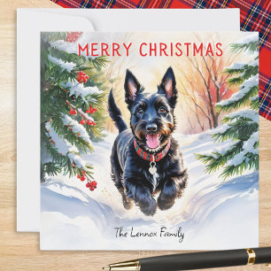 Scottish Terrier Scottie Dog In Snow Christmas Holiday Card