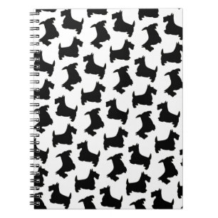 Scottish Terrier Scottie Dog Pattern Black Notebook