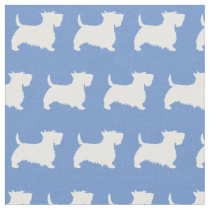 Scottish Terrier Scottie Dog Pet Scotty Light Blue Fabric