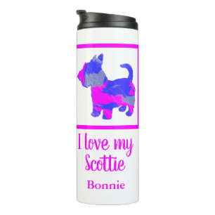 Scottish Terrier/ Scottie Dog Pink&Blue Silhouette Thermal Tumbler
