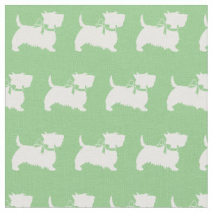 Scottish Terrier Scottie Dog Scotty Sage Green Fabric