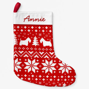 Scottish Terrier Scottie Dogs Silhouettes Pattern Small Christmas Stocking