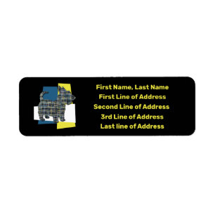 Scottish Terrier Scottie Y&B Grid Tricolor Address Return Address Label