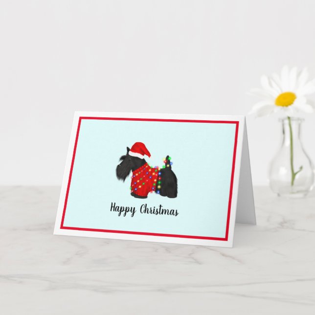 Scottish Terrier (Scotty Dog) Christmas Card (Small Plant)