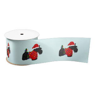 Scottish Terrier (Scotty Dog) Christmas Satin Ribbon