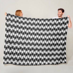 Scottish Terrier silhouette, black/white/grey Fleece Blanket