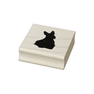 Scottish terrier silhouette/front-sitting view rubber stamp