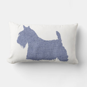 Scottish Terrier Silhouette in Denim Lumbar Cushion