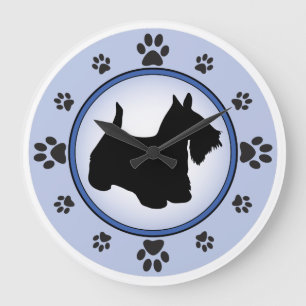Scottish Terrier Silhouette Large Clock