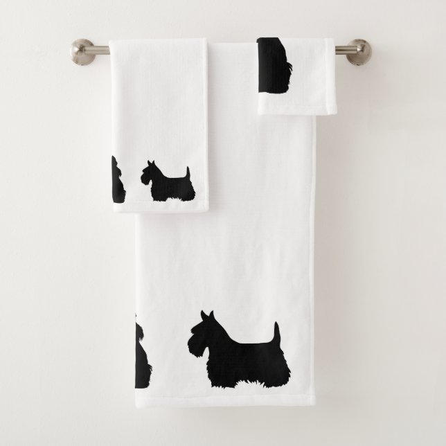 Scottish Terrier/silhouette - pick you own colour Bath Towel Set (Insitu)
