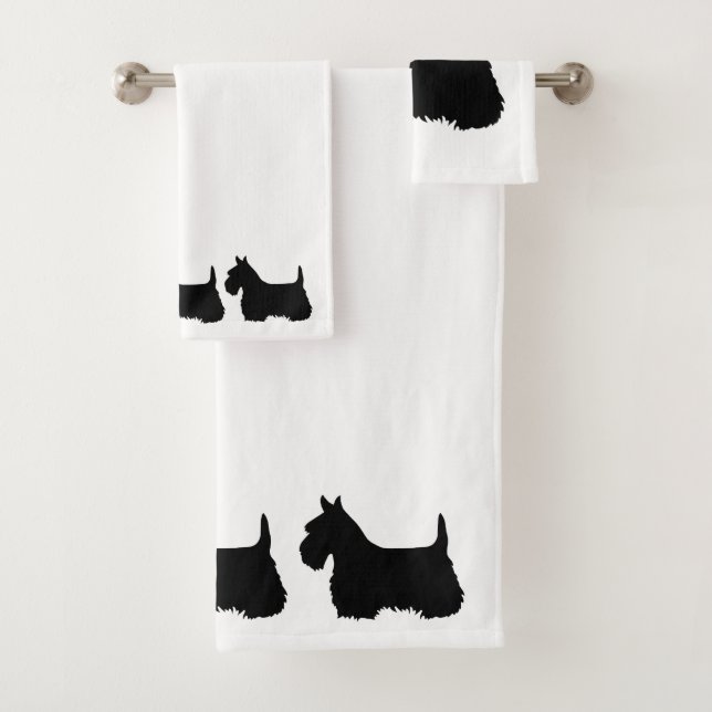 Scottish Terrier, silhouette - pick your own Bath Towel Set (Insitu)