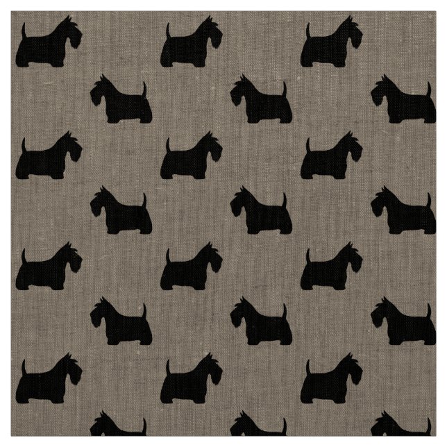 Scottish Terrier Silhouettes | Black Scottie Dogs Fabric (Swatch)