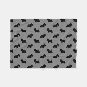 Scottish Terrier Silhouettes Pattern Fleece Blanket