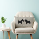 Scottish Terrier Silhouettes with Heart and Text Lumbar Cushion<br><div class="desc">Scottish Terrier Silhouettes with Heart and Customisable Text. Makes a Nice Wedding Gift for Scottie Lovers.</div>