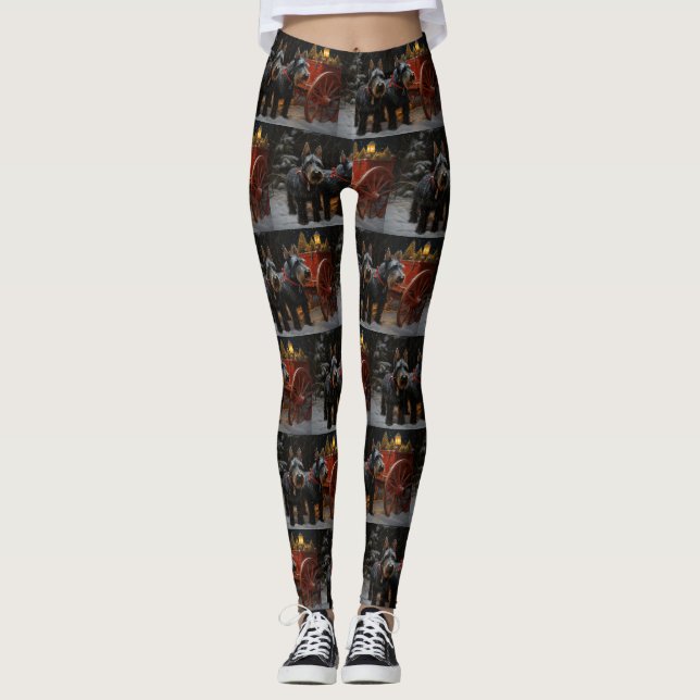 Scottish Terrier Snowy Sleigh Christmas Decor  Leggings (Front)