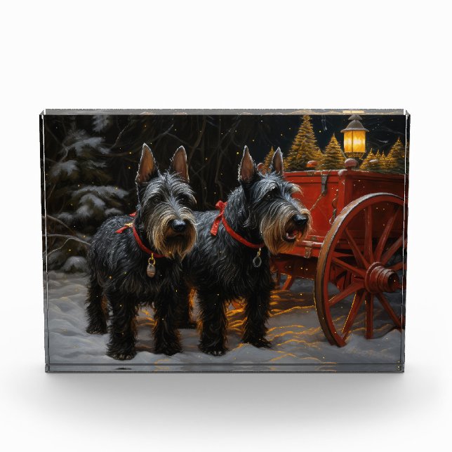 Scottish Terrier Snowy Sleigh Christmas Decor  Photo Block (Front)